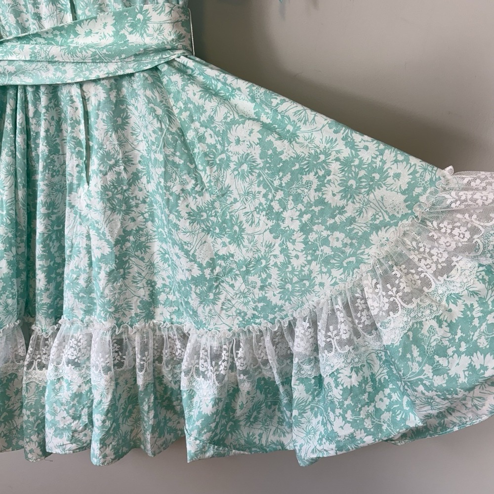 Country Western Puff Sleeve 60s 70s Vintage Full Circle Skirt Prairie Dress S/M - Picture 12 of 13